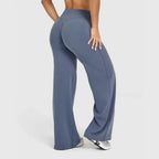 Pantalon yoga femme taille haute jambe large fluide