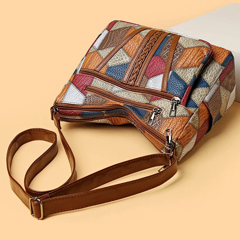 Sac à main en cuir patchwork artisanal – Design mosaïque élégant et unique