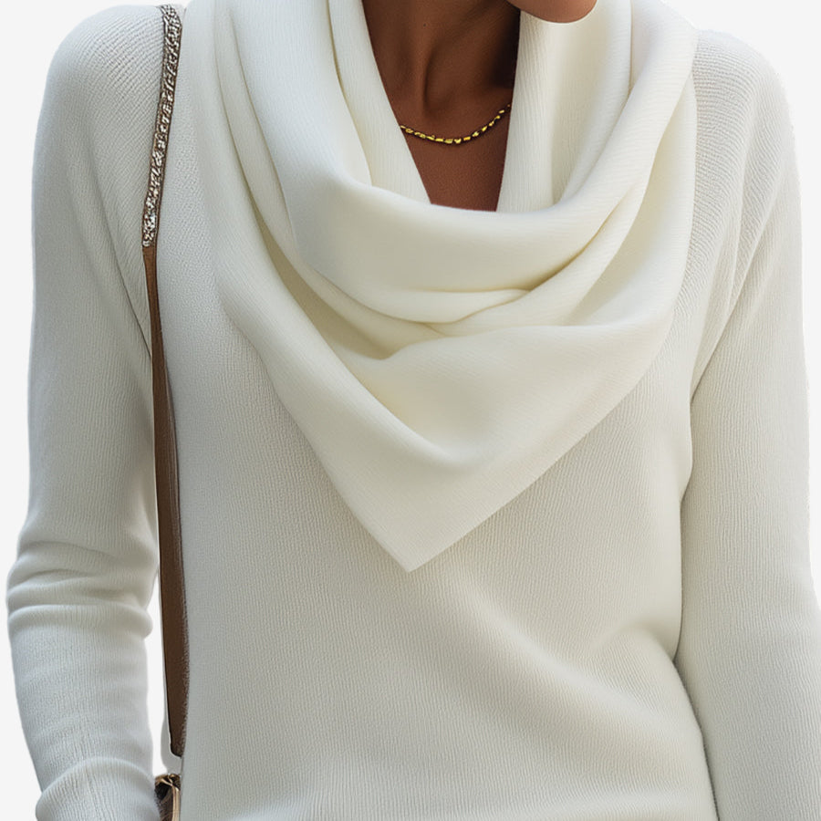 Pull à col drapé pour femme doux et élégant au quotidien