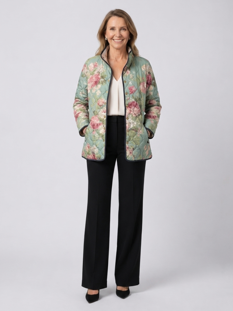 Claire | Veste matelassée aux roses anciennes