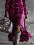 Robe blazer longue femme en velours – Élégance audacieuse, automne hiver