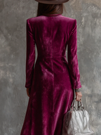 Robe blazer longue femme en velours – Élégance audacieuse, automne hiver