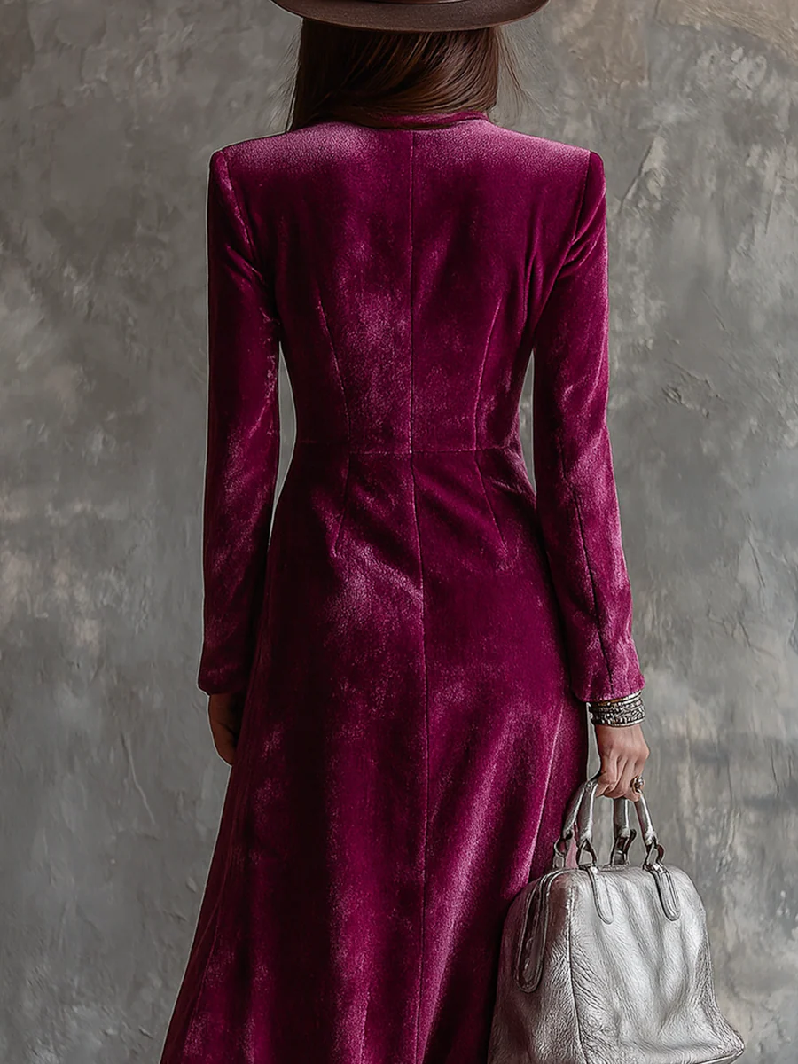 Robe blazer longue femme en velours – Élégance audacieuse, automne hiver