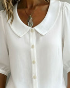 Chemisier Femme Coton Col Peter Pan Manches 3/4 Chic