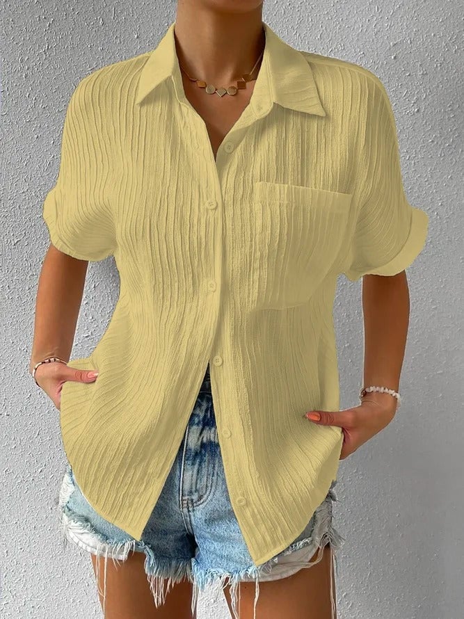 Chemise Femme Légère Col Classique Boutonnée Coupe Décontractée