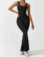 Combinaison flare femme dos ouvert – combinaison sculptante extensible pour sport et loisirs