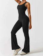 Combinaison flare femme dos ouvert – combinaison sculptante extensible pour sport et loisirs