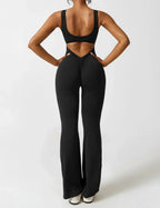Combinaison flare femme dos ouvert – combinaison sculptante extensible pour sport et loisirs