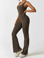 Combinaison flare femme dos ouvert – combinaison sculptante extensible pour sport et loisirs