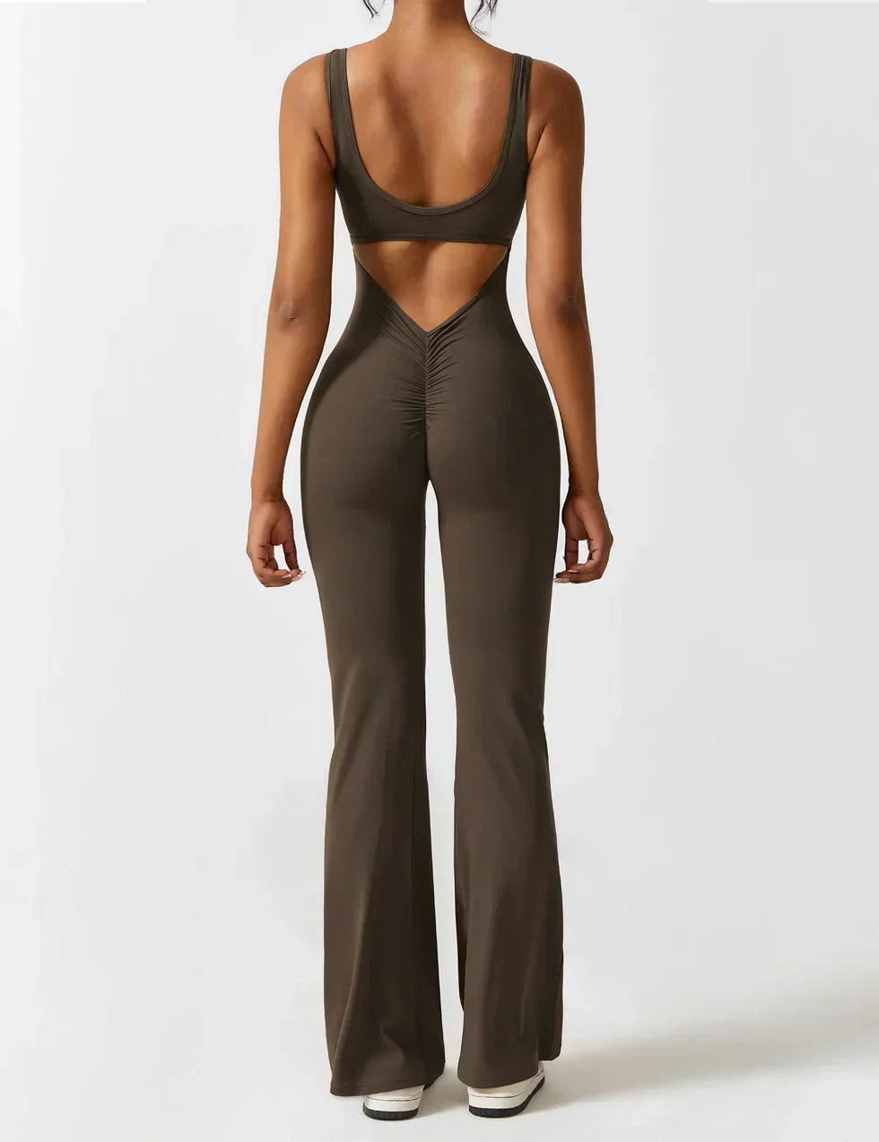 Combinaison flare femme dos ouvert – combinaison sculptante extensible pour sport et loisirs