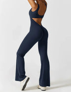 Combinaison flare femme dos ouvert – combinaison sculptante extensible pour sport et loisirs