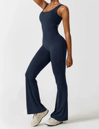 Combinaison flare femme dos ouvert – combinaison sculptante extensible pour sport et loisirs