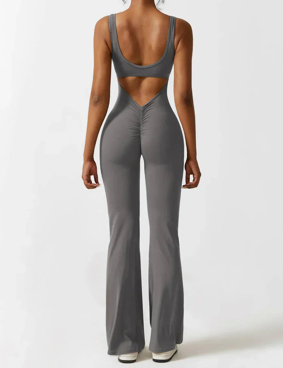 Combinaison flare femme dos ouvert – combinaison sculptante extensible pour sport et loisirs