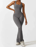 Combinaison flare femme dos ouvert – combinaison sculptante extensible pour sport et loisirs