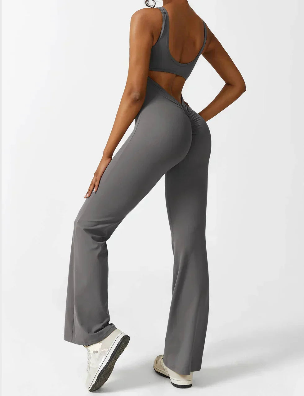 Combinaison flare femme dos ouvert – combinaison sculptante extensible pour sport et loisirs