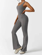 Combinaison flare femme dos ouvert – combinaison sculptante extensible pour sport et loisirs