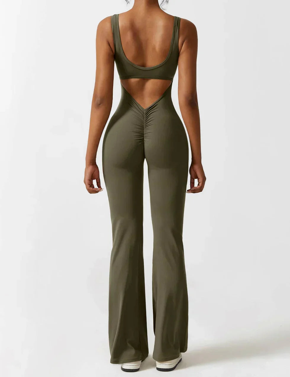 Combinaison flare femme dos ouvert – combinaison sculptante extensible pour sport et loisirs