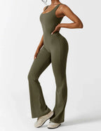 Combinaison flare femme dos ouvert – combinaison sculptante extensible pour sport et loisirs