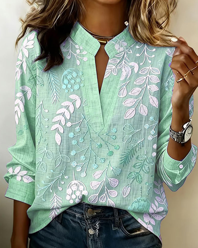 Chemisier Femme Imprimé Floral Col V Coupe Fluide Élégante