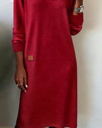 Evelisse - Robe Tricotée Midi À Décolleté En V Élégant