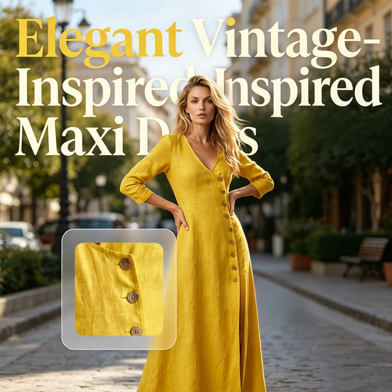 Robe Chemise Vintage Élégante à Manches Longues Midi