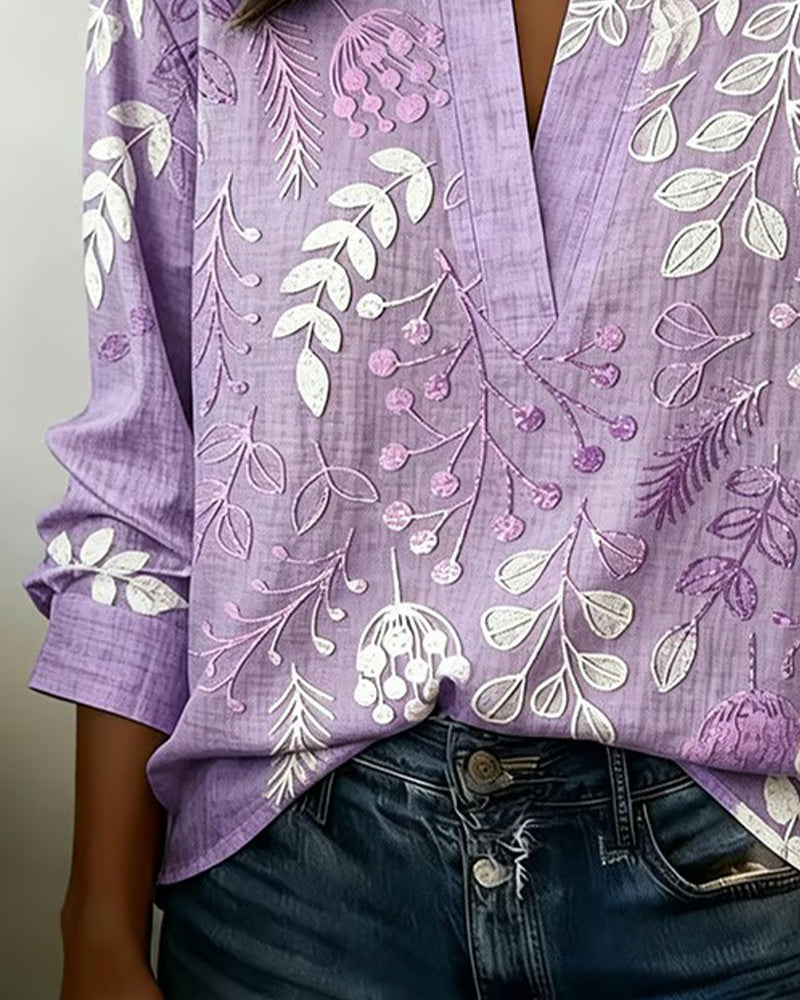 Chemisier Femme Imprimé Floral Col V Coupe Fluide Élégante