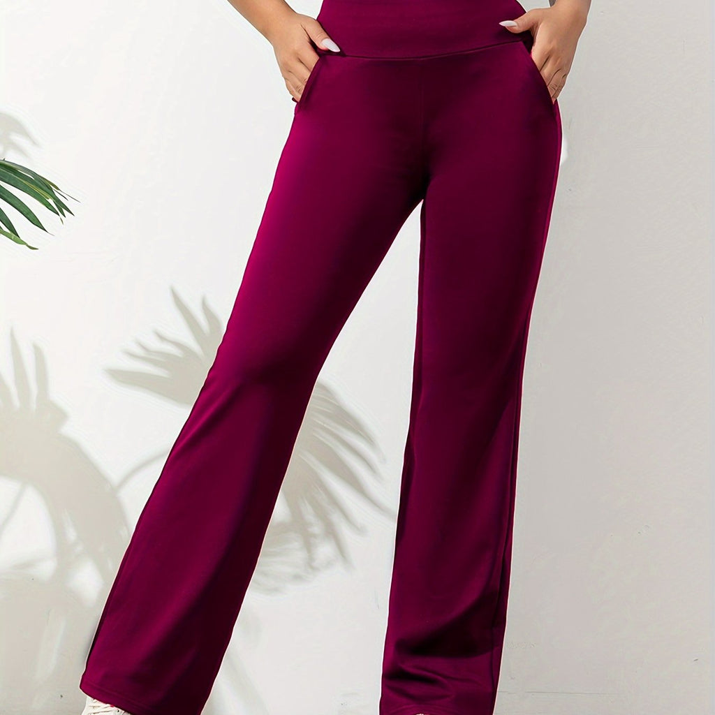 Pantalon de jogging flare femme – pantalon sport taille haute avec poches
