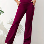 Pantalon de jogging flare femme – pantalon sport taille haute avec poches