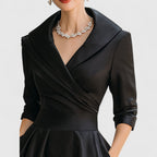 Robe midi femme à décolleté en V – Élégance raffinée et coupe flatteuse