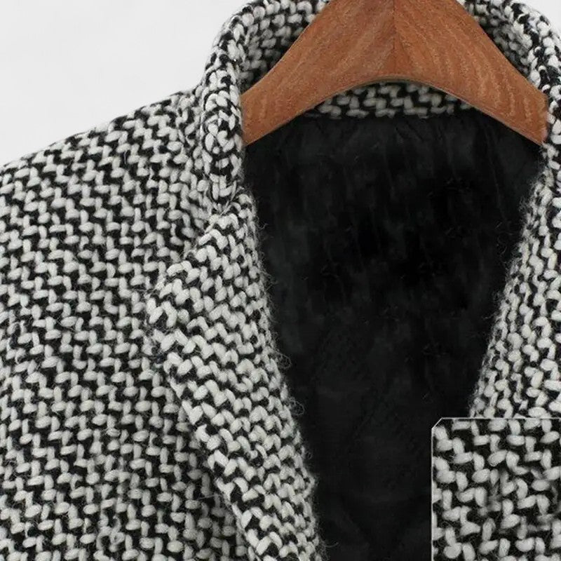 Manteau femme motif pied-de-poule – manteau élégant à double boutonnage