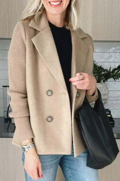 Manteau décontracté femme à manches patchwork – Avec poches
