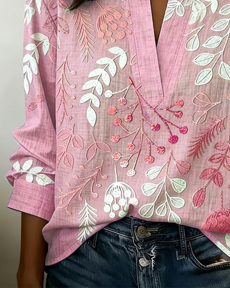 Chemisier Femme Imprimé Floral Col V Coupe Fluide Élégante