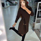 Robe femme élégante à panneau plissé asymétrique – Style moderne et raffiné