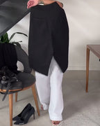 Pantalon femme asymétrique à jambes larges