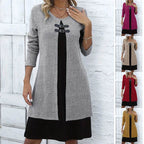 Robe mi-longue femme coupe A en coton extensible – Élégance et confort