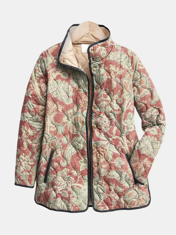 Pauline | Veste matelassée damassée terracotta