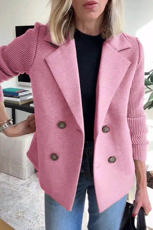 Manteau décontracté femme à manches patchwork – Avec poches
