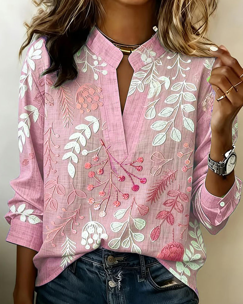 Chemisier Femme Imprimé Floral Col V Coupe Fluide Élégante