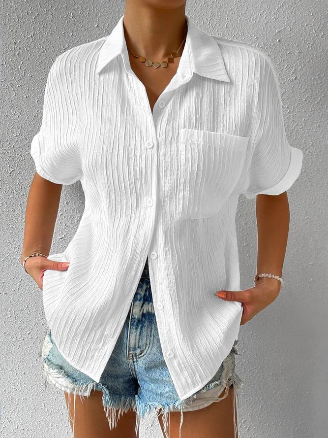 Chemise Femme Légère Col Classique Boutonnée Coupe Décontractée