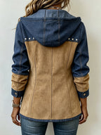 Veste femme à capuche avec poches et détails cloutés
