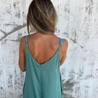 Combinaison femme ample en coton et lin à bretelles réglables