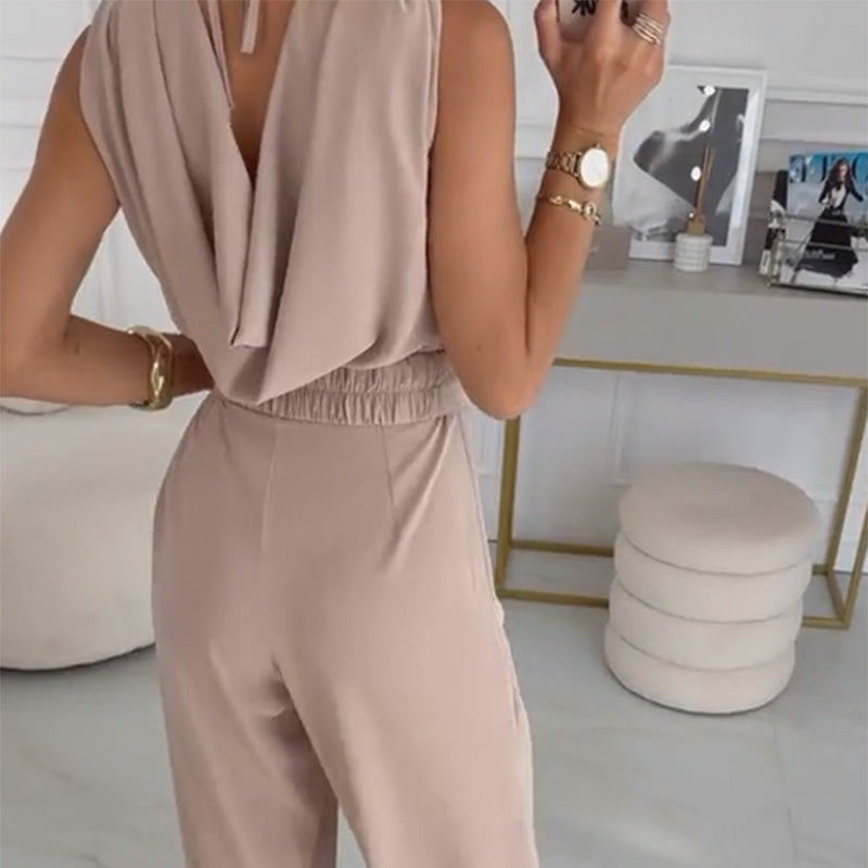 Combinaison femme élégante à fleurs 3D et jambes larges