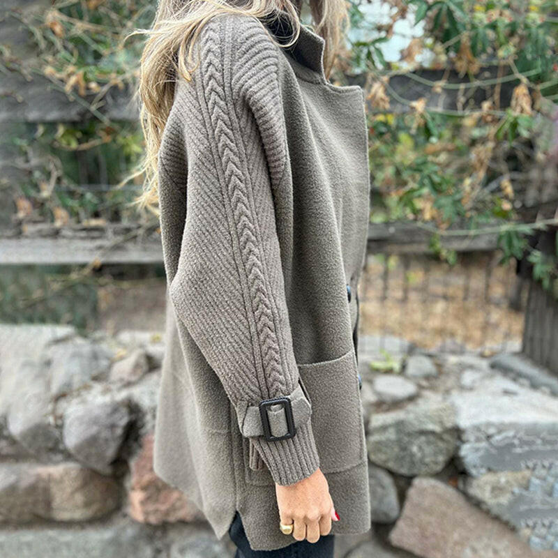 Manteau femme mi-long double boutonnage coupe structurée en mélange laine