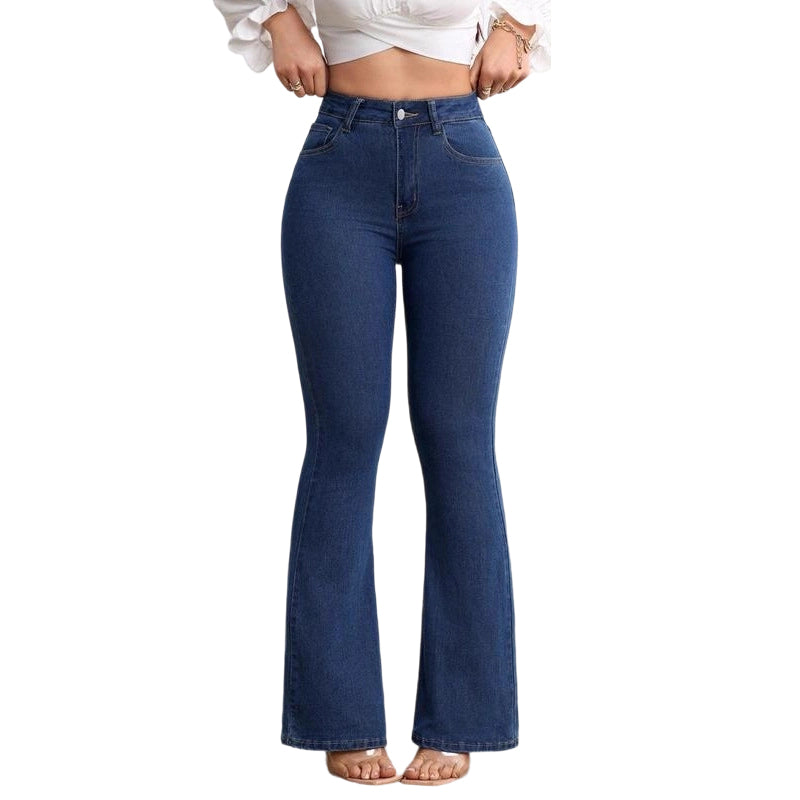 Jean Femme Taille Haute Évasé Coupe Flatteuse Moderne