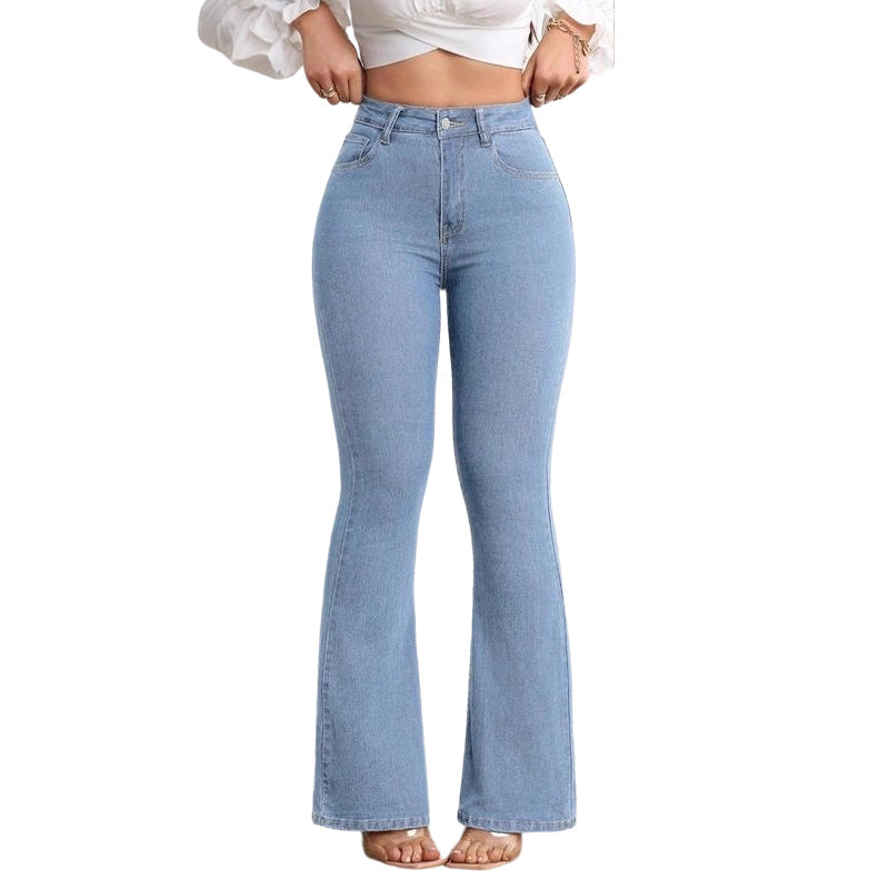 Jean Femme Taille Haute Évasé Coupe Flatteuse Moderne