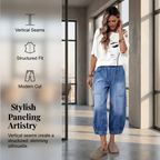 Jean Femme Taille Élastique Coupe Décontractée Longueur Raccourcie
