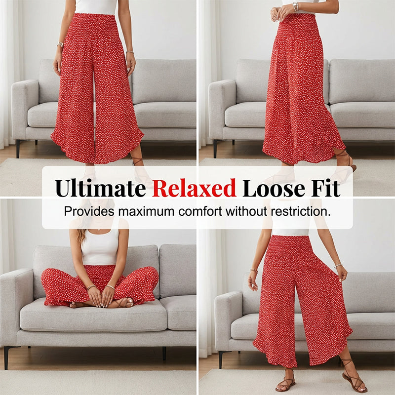 Pantalon Femme Fluide Taille Haute Jambes Larges Coupe Élégante Décontractée