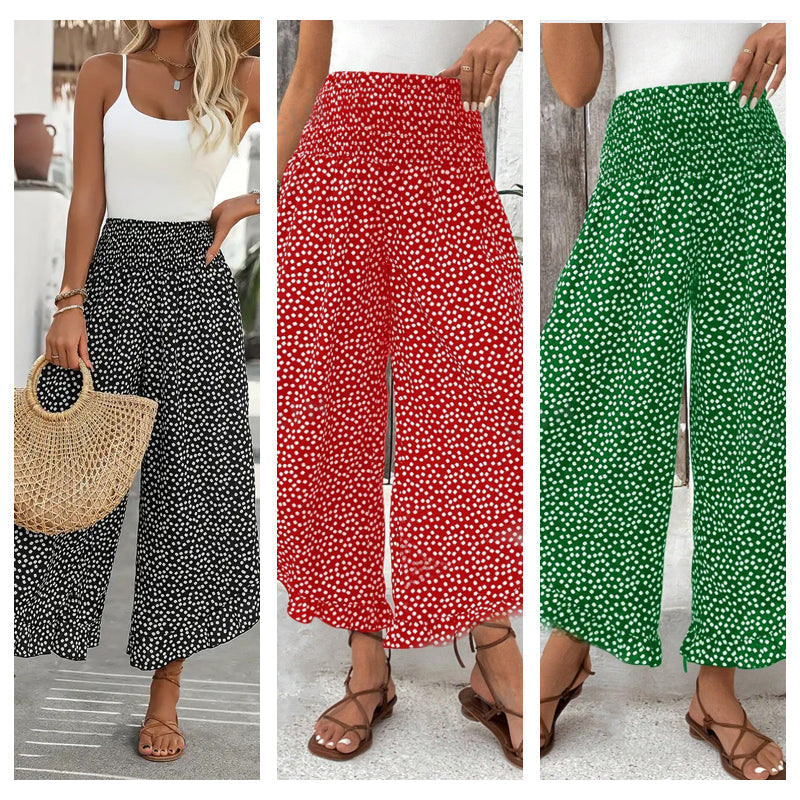 Pantalon Femme Fluide Taille Haute Jambes Larges Coupe Élégante Décontractée
