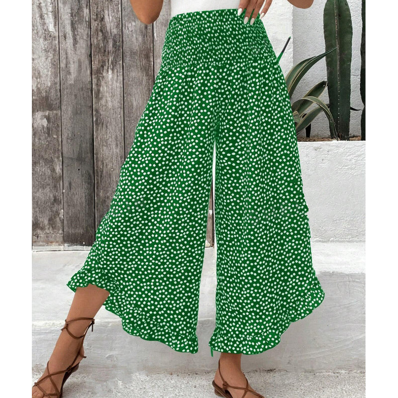 Pantalon Femme Fluide Taille Haute Jambes Larges Coupe Élégante Décontractée