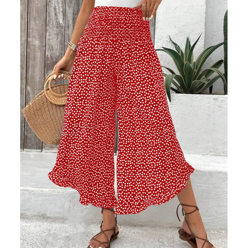 Pantalon Femme Fluide Taille Haute Jambes Larges Coupe Élégante Décontractée